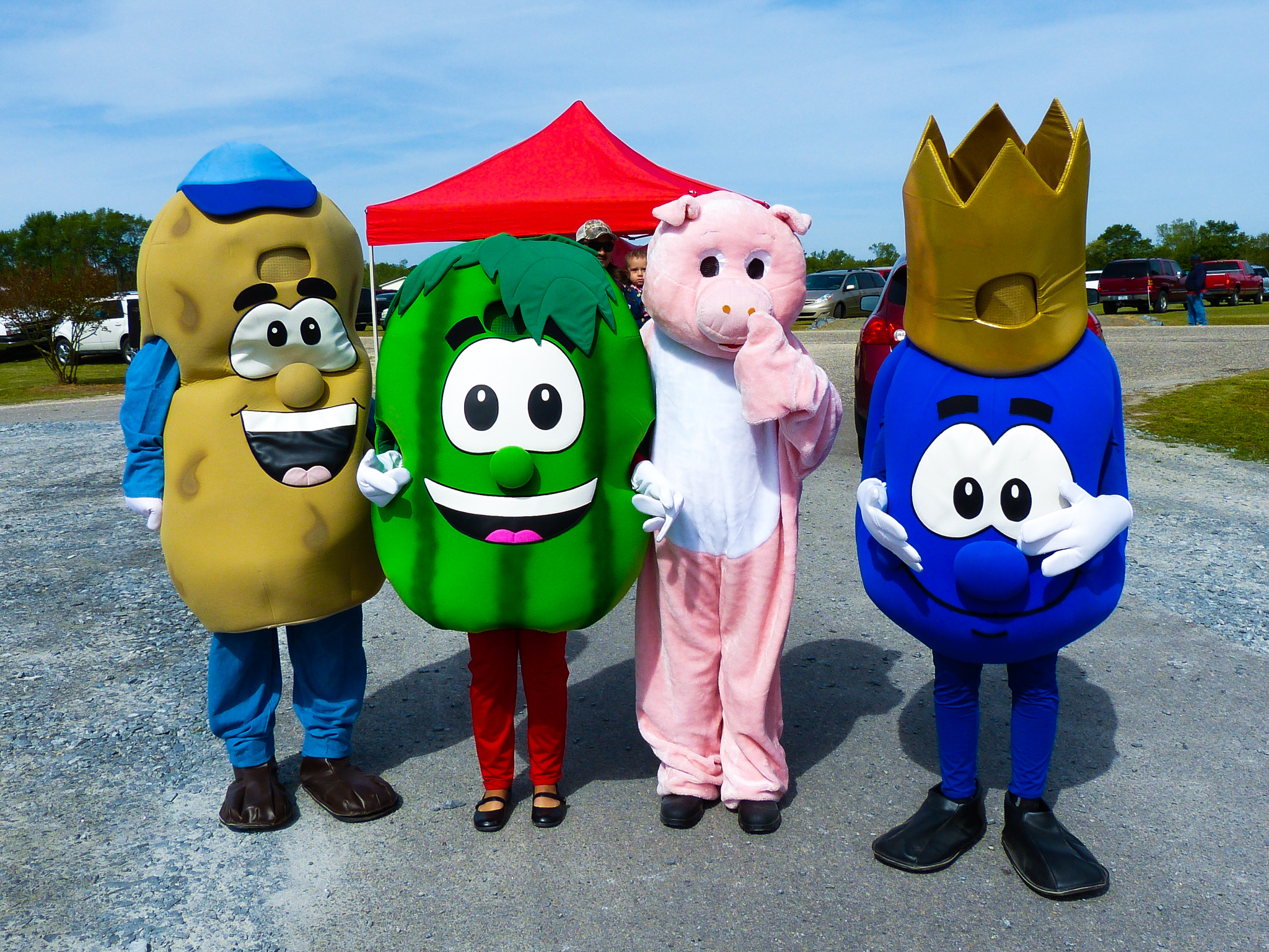 potato, watermelon, blueberry and pig costumes at Ag Day