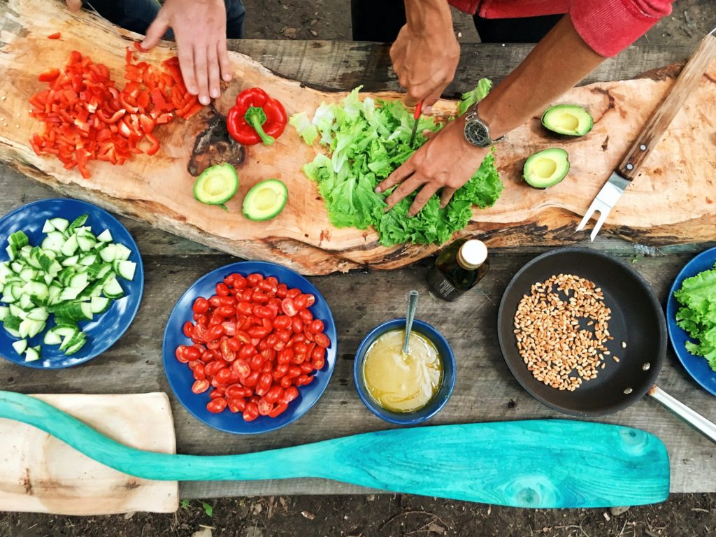 Man cutting lettuce 