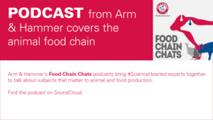 decorative banner with text announcing the Arm & Hammer podcast, all info repeated in post