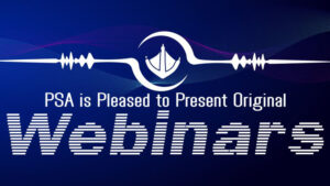 Blue banner with text announcing the PSA webinars