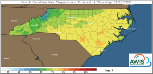 Cover photo for AWIS Weather Forecast 3/25 - 3/30: Wind, Heat and a Chance for Frost