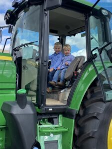 boys on tractor