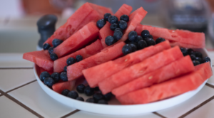 Watermelon and blueberries